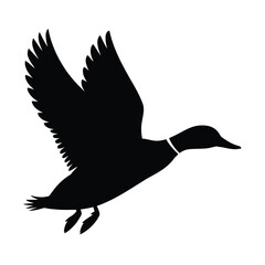 Black Silhouette of a Duck in Flight Bird Icon