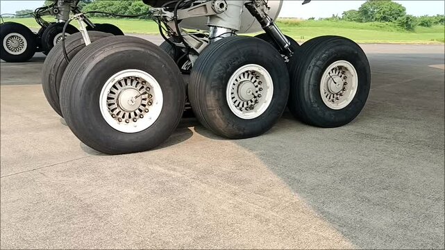 Movement of the main landing gear of a wide-body aircraft on the ground