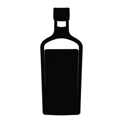 vodka bottle vector silhouette icon, black and white illustration of drinks.