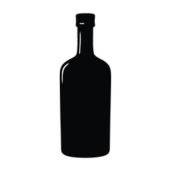 vodka bottle vector silhouette icon, black and white illustration of drinks.
