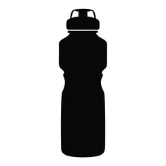water bottle vector silhouette icon, black and white illustration of drinks.