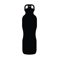 water bottle vector silhouette icon, black and white illustration of drinks.