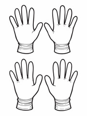 Exam gloves line art detailed minimalistic medical drawing.eps