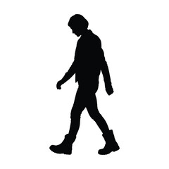 Silhouette of a Person Walking in Boots and Jacket