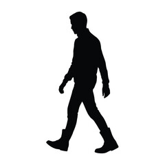 Silhouette of a Man Walking in Boots Casual Style