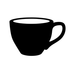 cappuccino vector silhouette icon, black and white illustration of drinks.