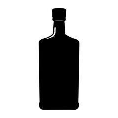 gin bottle vector silhouette icon, black and white illustration of drinks.