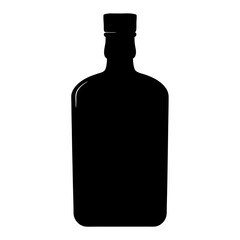 gin bottle vector silhouette icon, black and white illustration of drinks.