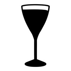glass of ros vector silhouette icon, black and white illustration of drinks.