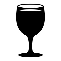 glass of ros vector silhouette icon, black and white illustration of drinks.