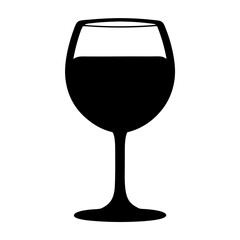 glass of ros vector silhouette icon, black and white illustration of drinks.