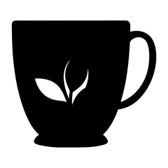 herbal tea vector silhouette icon, black and white illustration of drinks.