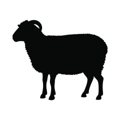 Black Silhouette of a Ram Sheep Standing Side Profile