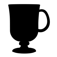 irish coffee vector silhouette icon, black and white illustration of drinks.