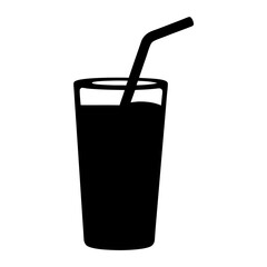 iced tea vector silhouette icon, black and white illustration of drinks.