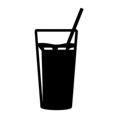 iced tea vector silhouette icon, black and white illustration of drinks.