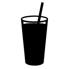 lemonade glass vector silhouette icon, black and white illustration of drinks.