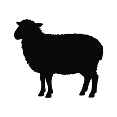 Black Silhouette of a Sheep Standing Side Profile