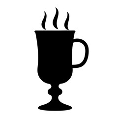 mulled wine vector silhouette icon, black and white illustration of drinks.