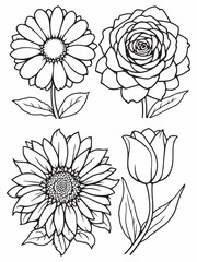 Flower Line Art Simple Minimalist Illustrations for Art Lovers.eps