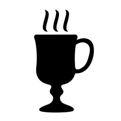 mulled wine vector silhouette icon, black and white illustration of drinks.