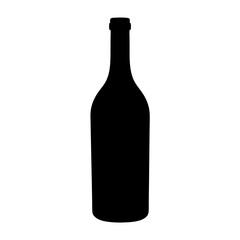 red wine bottle vector silhouette icon, black and white illustration of drinks.