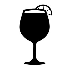 sangria glass vector silhouette icon, black and white illustration of drinks.