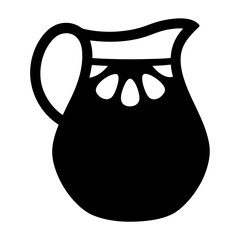 sangria pitcher vector silhouette icon, black and white illustration of drinks.
