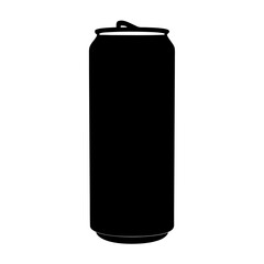 soda can vector silhouette icon, black and white illustration of drinks.