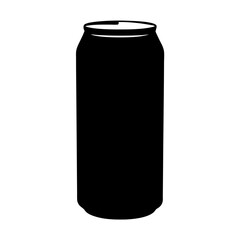 soda can vector silhouette icon, black and white illustration of drinks.