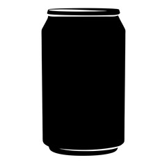 soda can vector silhouette icon, black and white illustration of drinks.