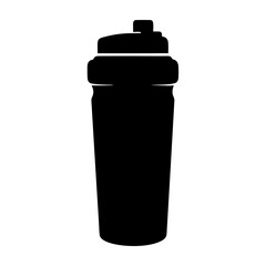sports drink bottle vector silhouette icon, black and white illustration of drinks.