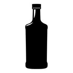vodka bottle vector silhouette icon, black and white illustration of drinks.