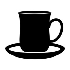 turkish coffee vector silhouette icon, black and white illustration of drinks.