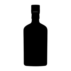 vodka bottle vector silhouette icon, black and white illustration of drinks.