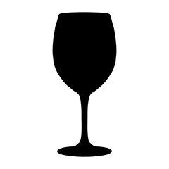 wine glass vector silhouette icon, black and white illustration of drinks.