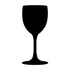 wine tasting glass vector silhouette icon, black and white illustration of drinks.