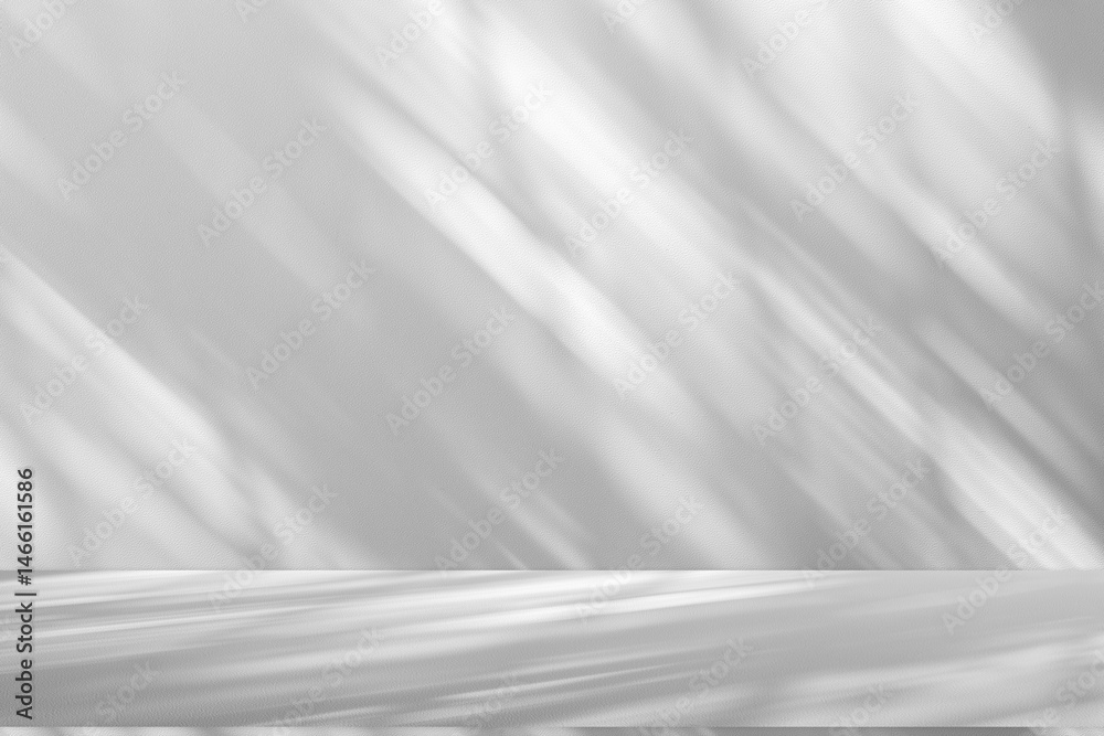 Aufkleber Wall interior background, studio and backdrops show products.with shadow from window color white and grey. background for text insertion and presentation product	