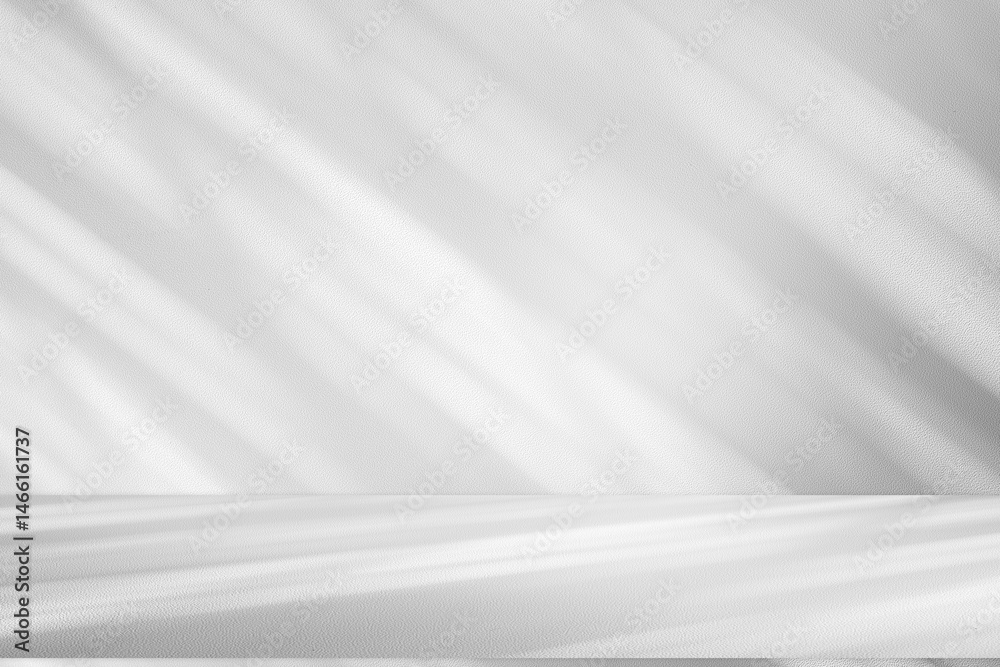 Aufkleber wall interior background, studio and backdrops show products.with shadow from window color white and