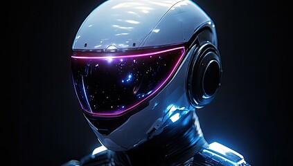 Futuristic Helmet with Space, Galaxy, and Dark.