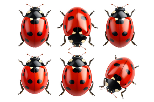  set of Ladybug icon, PNG transparent background