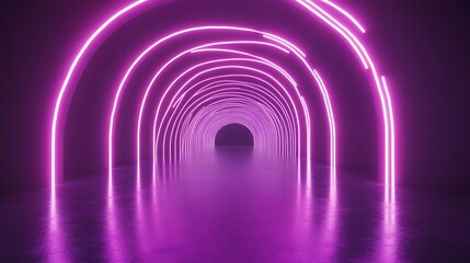 Obraz premium Neon tunnel with archways