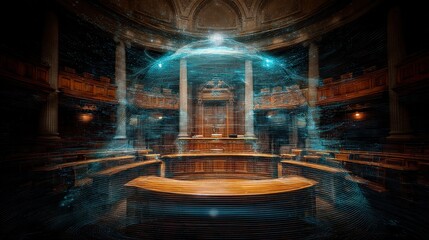 Global Network in Historic Lecture Hall  Knowledge, Innovation, and Connection