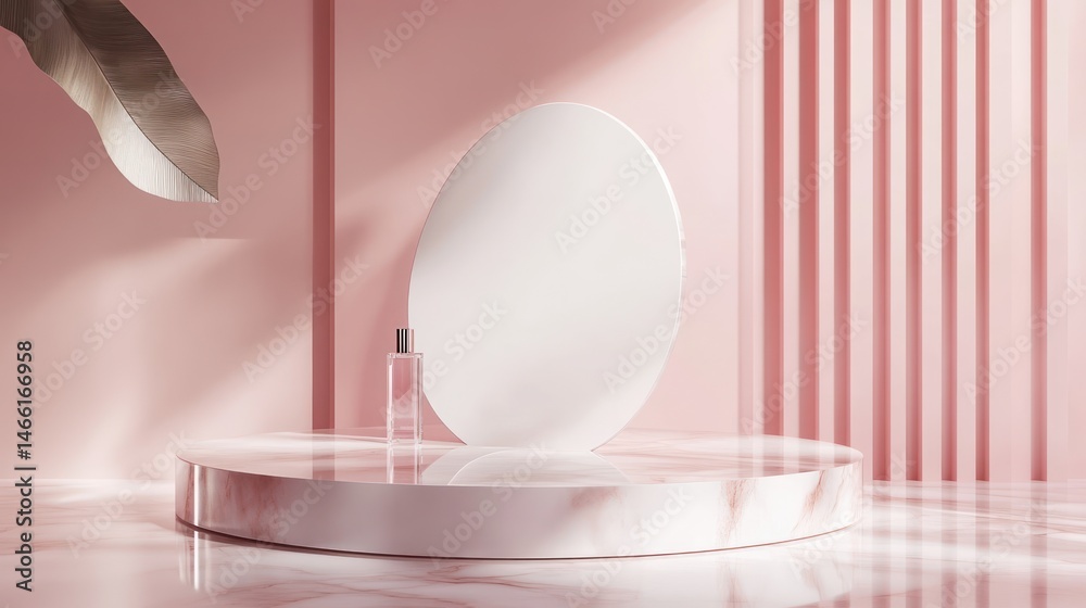 Poster Minimalist pink display podium with empty circle
