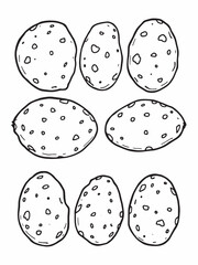 Fresh potatoes line art minimalistic drawing style.eps