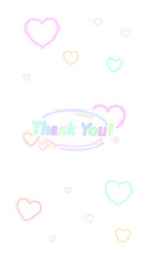 ネオン管サインのようなテキストメッセージ（Thank you!)　背景透過　