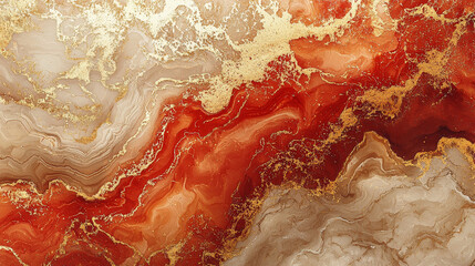 Abstract red and gold marble texture background