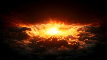 Fototapeta premium Fiery Explosion Through Cloudscape