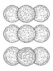 Fried Meatballs One With Sauce Line Art Design.eps