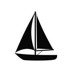 Simple Black Silhouette of a Sailboat on White Background